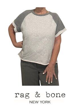 rag and bone grey short sleeve sweatshirt top size large